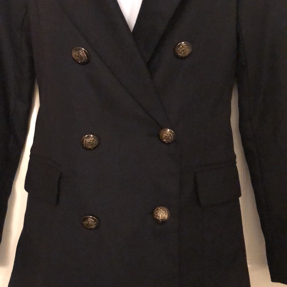 Adorable Black Pea Coat Style Blazer - Picture 7 of 17